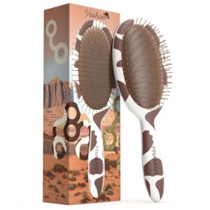 FRAMAR Cow Print Hair Brush Detangler, Detangling Hairbrush For Women, Wet Hair Brush For Girls, Hair Detangler Brush, Wet Hairbrush, Hairbrushes, Girls Hairbrush Detangler, Reduces Frizz – Cow Print