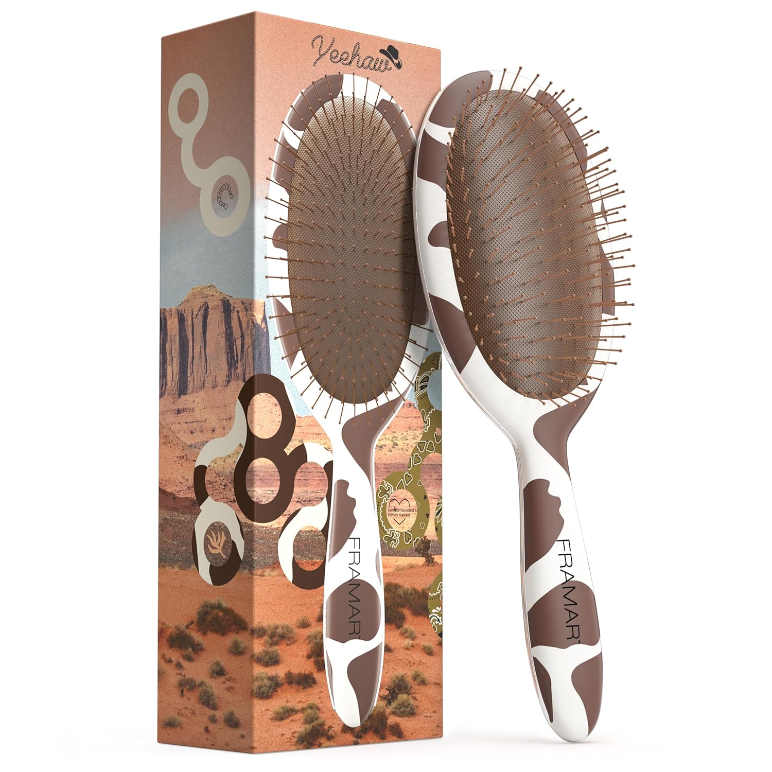 FRAMAR Cow Print Hair Brush Detangler, Detangling Hairbrush For Women, Wet Hair Brush For Girls, Hair Detangler Brush, Wet Hairbrush, Hairbrushes, Girls Hairbrush Detangler, Reduces Frizz – Cow Print