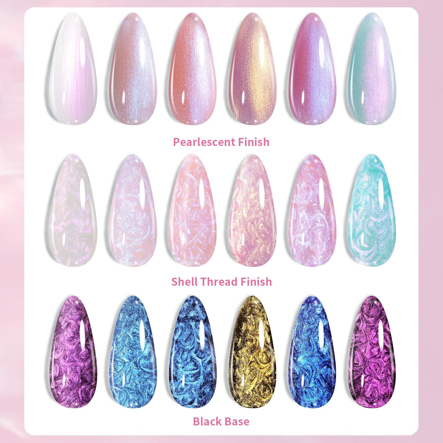 Born Pretty 6PCS Pearl Gel Nail Polish Set with Iridescent Glitter and Mermaid Effect - Image 4