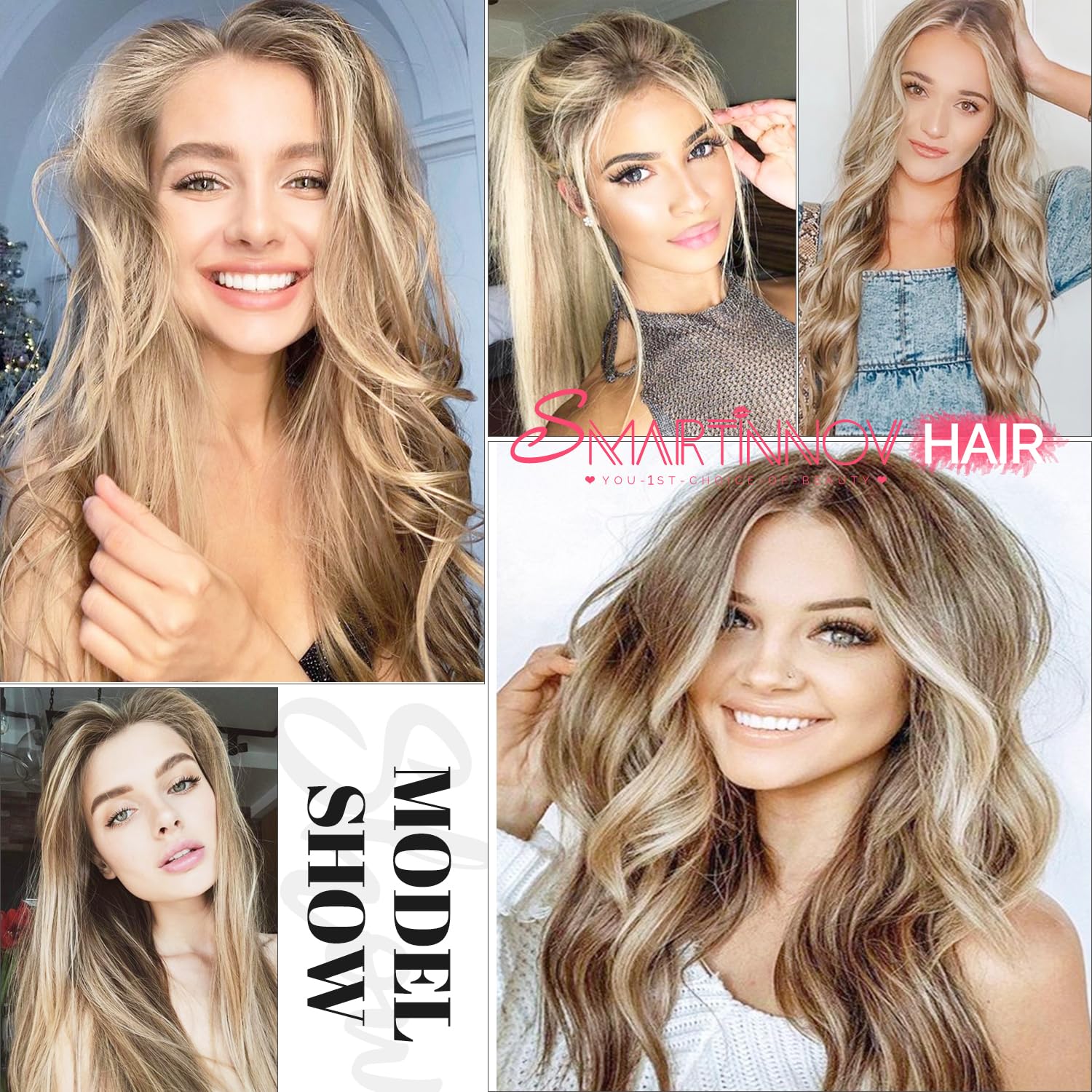 Smartinnov 24-Inch Ash Blonde Human Hair Wig Balayage Highlights Lace Front 150% Density - Image 5