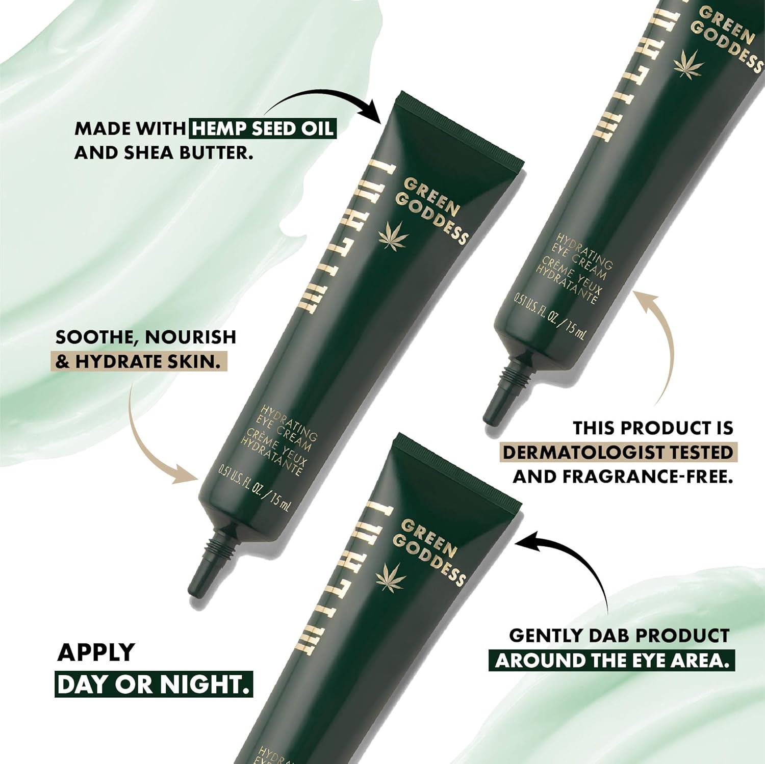 Milani Green Goddess 0.51 Fl.Oz. Hydrating Eye Cream for All Skin Types - Image 3