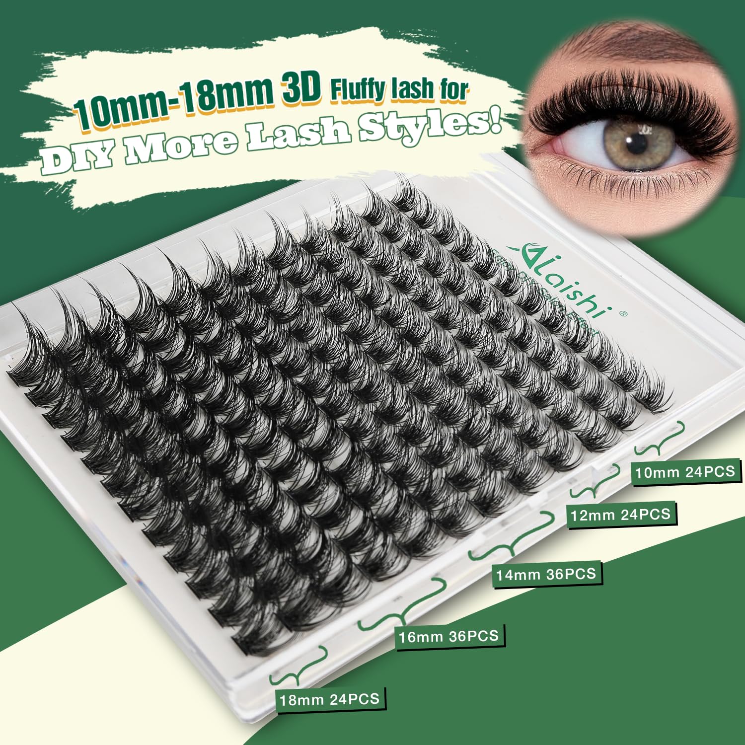 DIY 3D Cluster Eyelash Extension Kit 144 Fluffy D Curl Lashes and Application Tools - Image 5