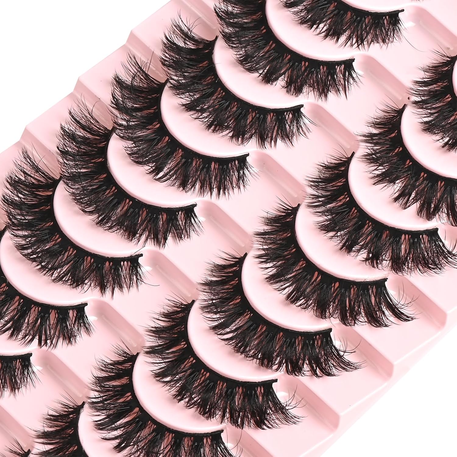 FARRED 10 Pairs Natural Wispy Cat Eye Mink False Lashes 14mm - Image 4
