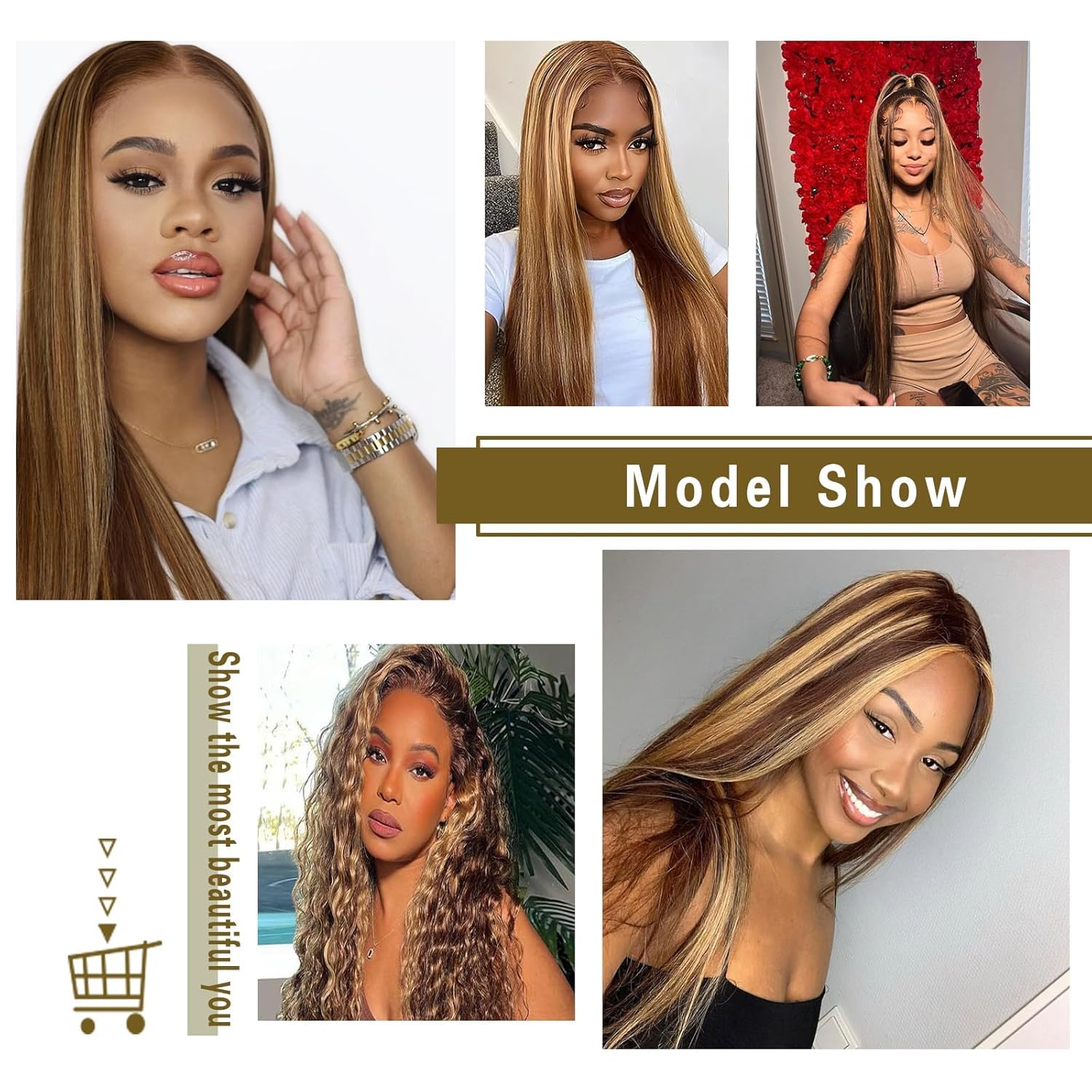Honey Brown Ombre Human Hair Bundles with 4x4 Closure Soft Straight 3 Bundles 12 14 16 Inch - Image 7