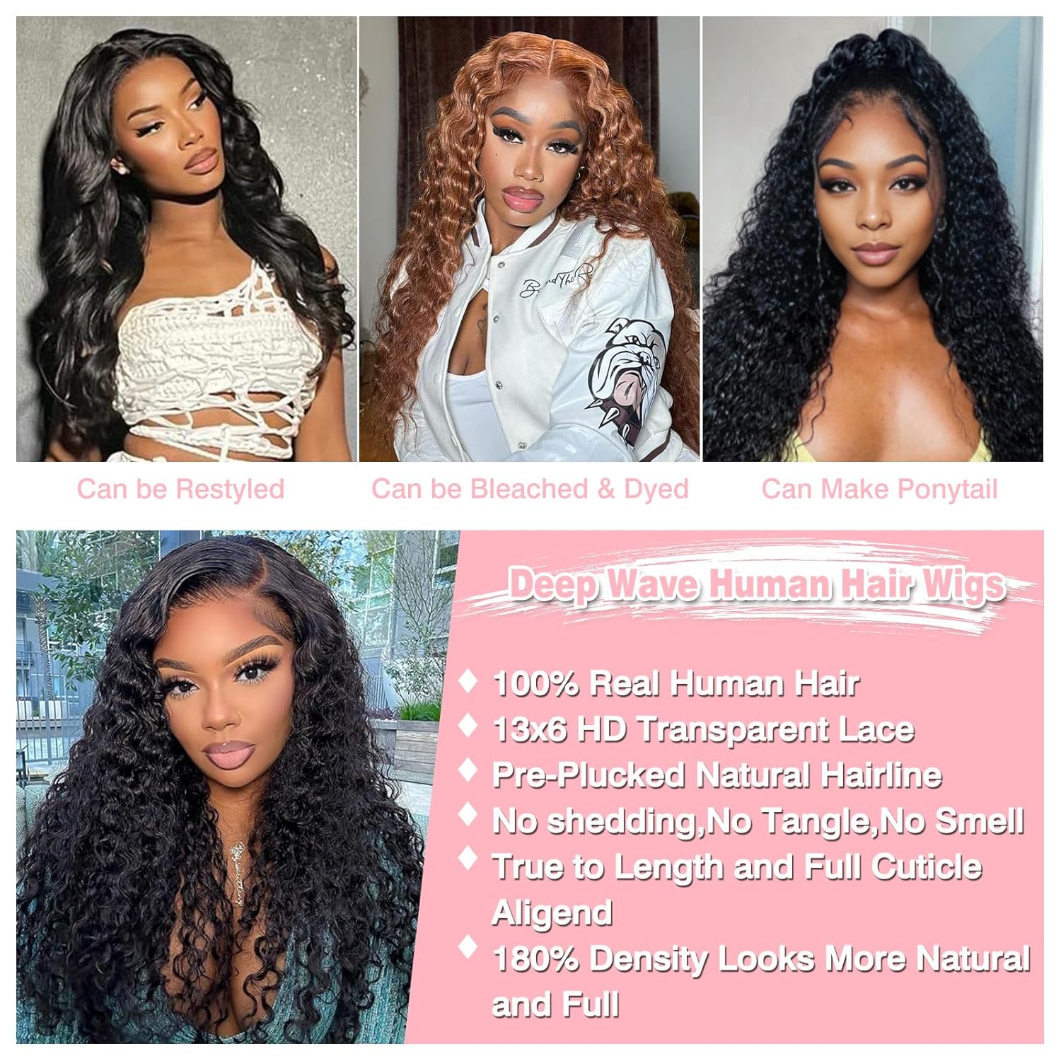 30 Inch 13x6 Deep Wave Human Hair Lace Front Wig Pre Plucked Bleached Knots - Image 7