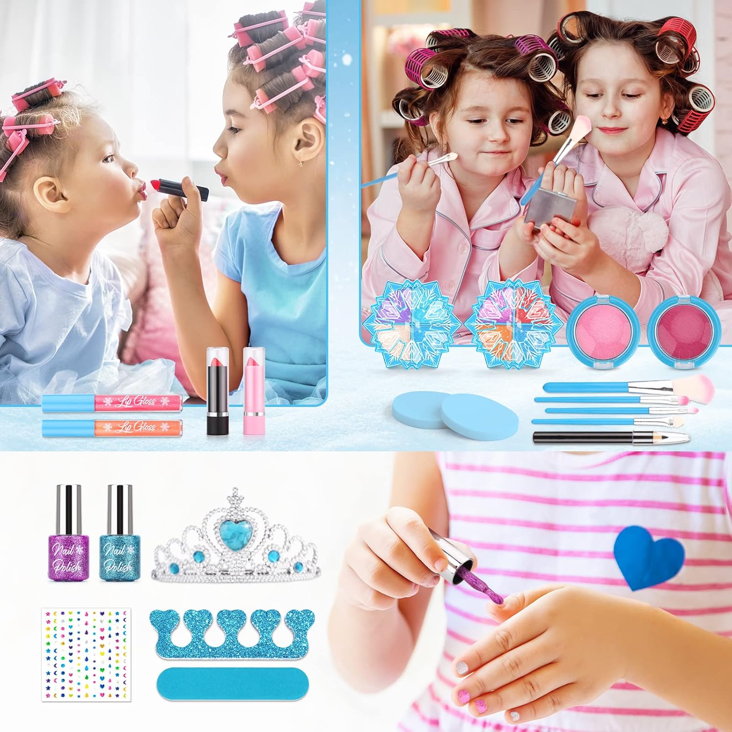 Washable Princess Kids Makeup Kit for Girls, Pretend Play Dress-Up Toy Set Ages 3-9 - Image 4