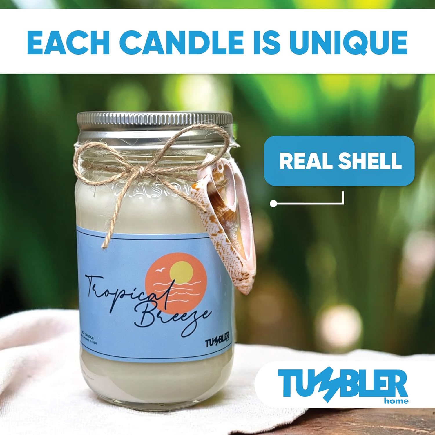 Large Soy Wax Beach Candle with Real Shells, 90 Hour Burn Time, Coastal Home Decor - Image 3