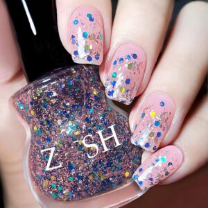 Confetti Nail Polish, Air Dry for Starter, Rainbow Glitter, Clear Colorful Reflective Gel Gift for Women Girls DIY at Home, 15ML