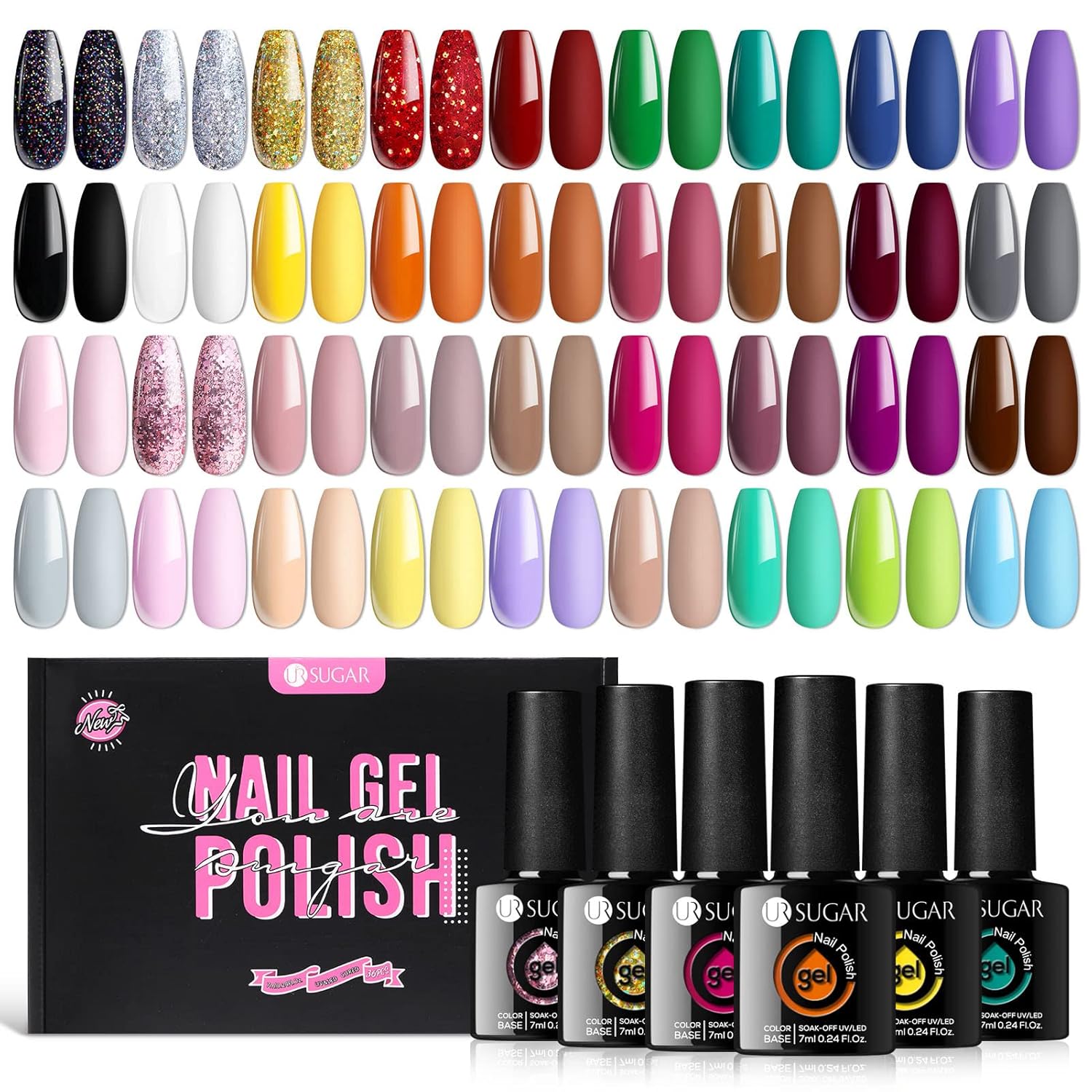 UR SUGAR 36 Color Glitter Gel Nail Polish Soak Off Kit for All Seasons - Image 9