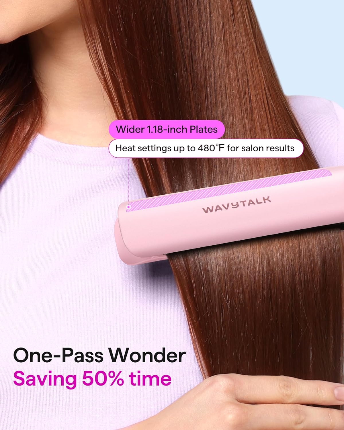 Wavytalk Professional 2-in-1 Titanium Flat Iron and Curler, 1.18 Inch Barrel, Fast Heat Up - Image 4