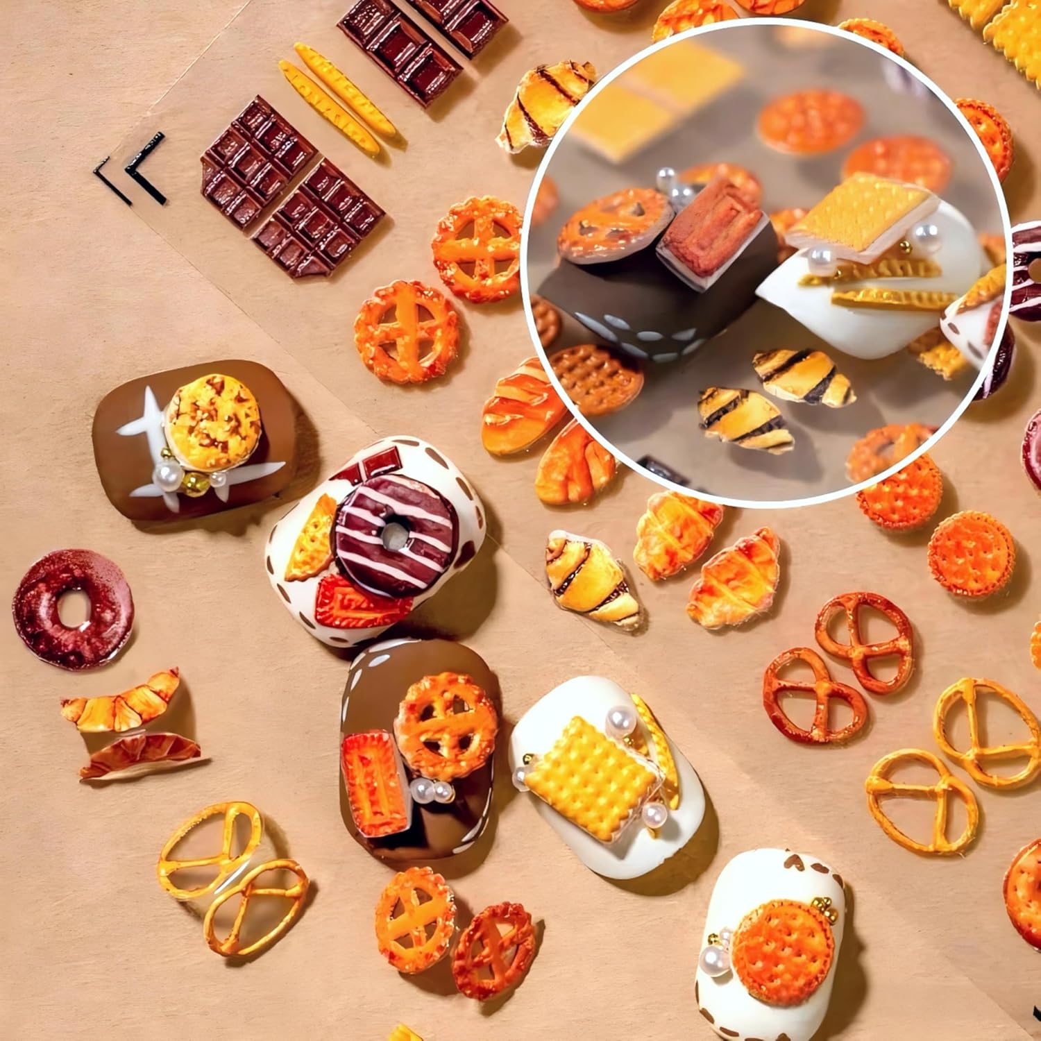 Dedyel 3D Self-Adhesive Food Nail Art Stickers for Women Girls Kids - Cake Donut Ice Cream Cookies Fruit Bread - Image 2