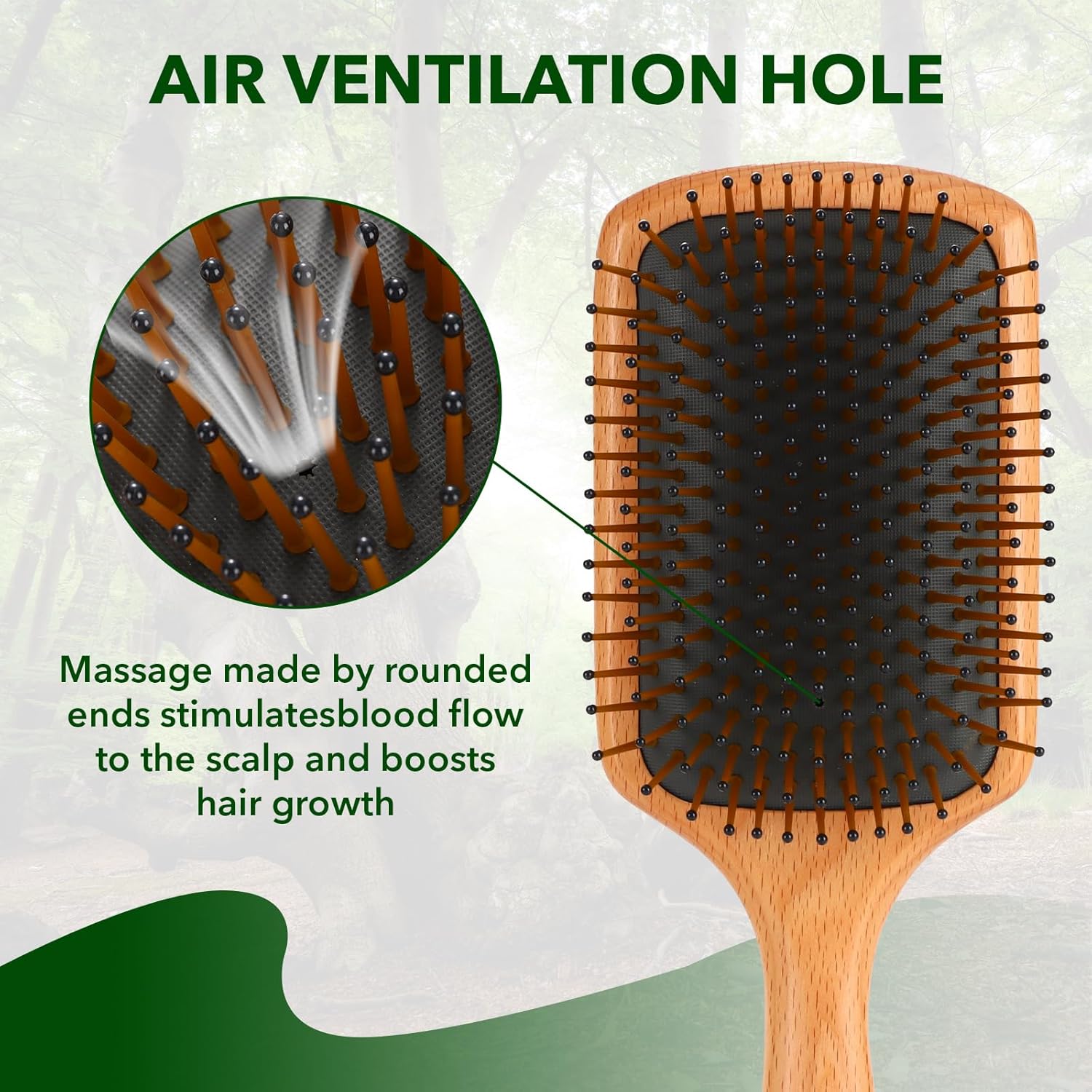 Extra Large Wooden Handle Wet Brush for All Hair Types, Curly Hair Paddle Brush for Men and Women - Image 3