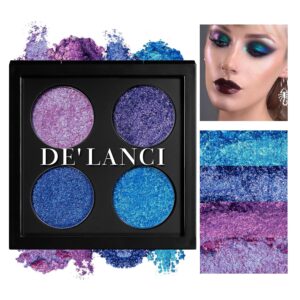 Multichrome Metallic Chameleon Eyeshadow Palette - Glitter Eyeshadow Holographic Multi-Dimensional Eye Sparkle Looks,High Pigmented Purple Blue Green Shade for Women Girls,Vegan & Cruelty-Free