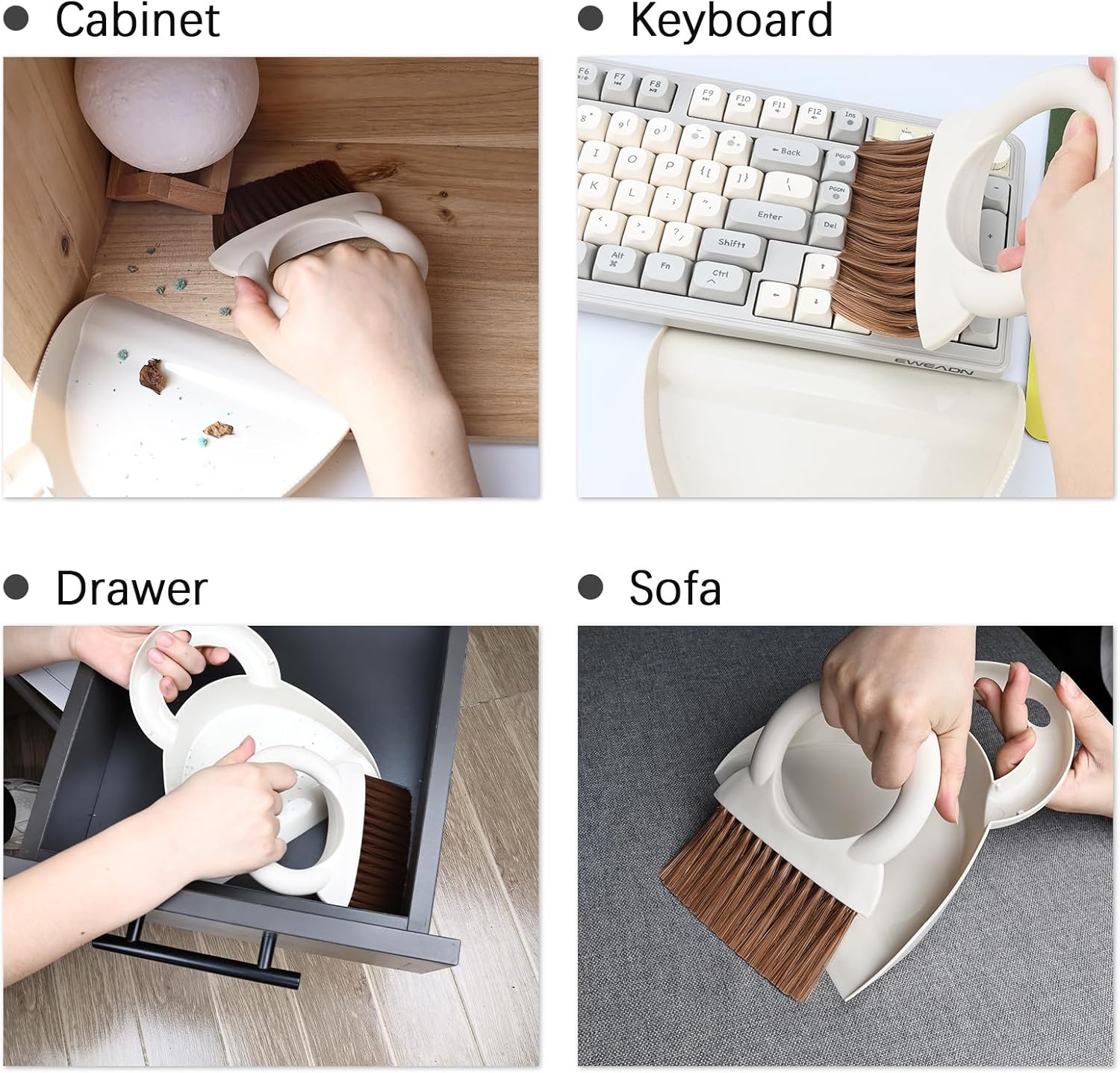 Mini White Hand Broom and Dustpan Set for Home, Camping, and Pet Cleanup - Image 4