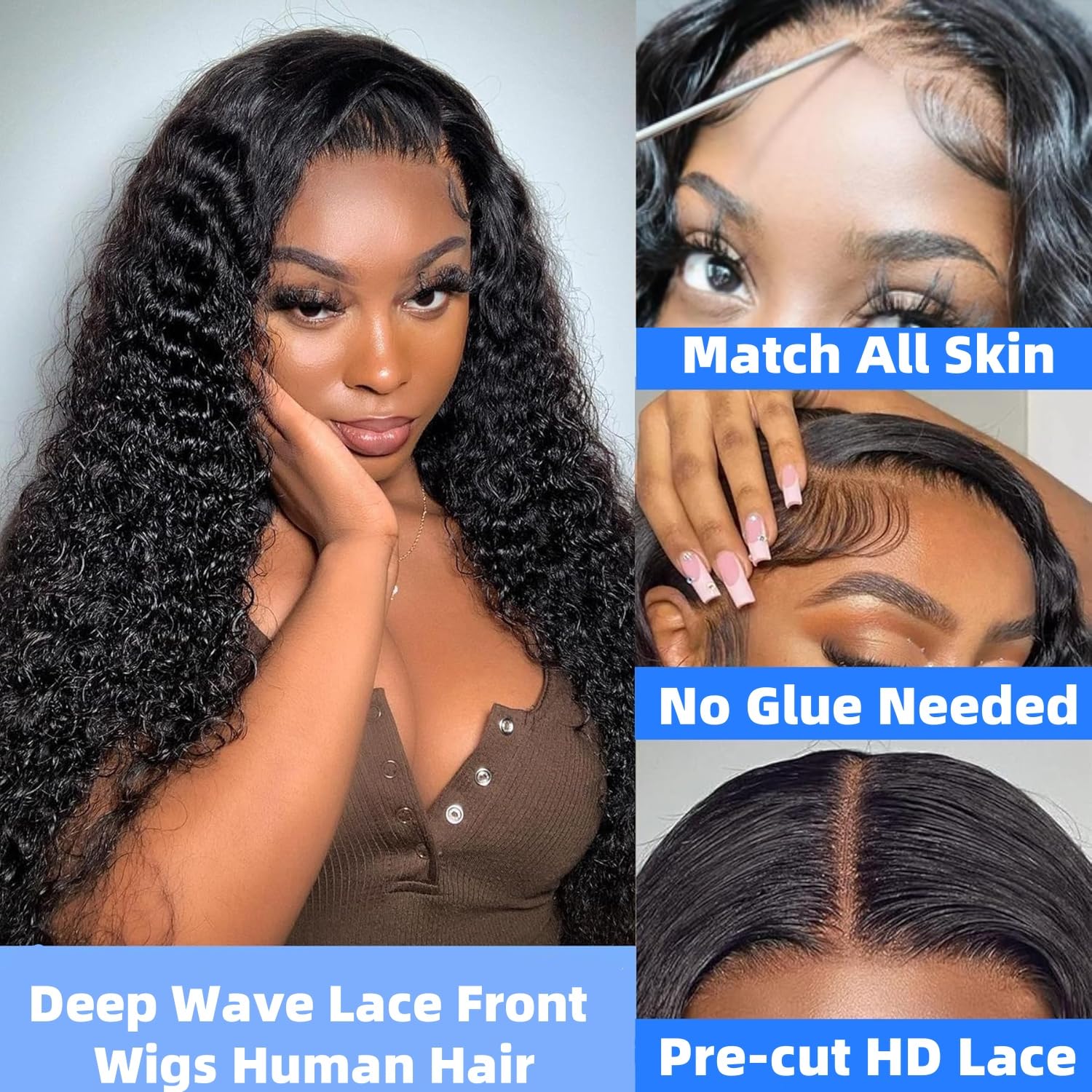 26 Inch Deep Wave 5x5 HD Lace Front Glueless Human Hair Wig 180% Density - Image 2