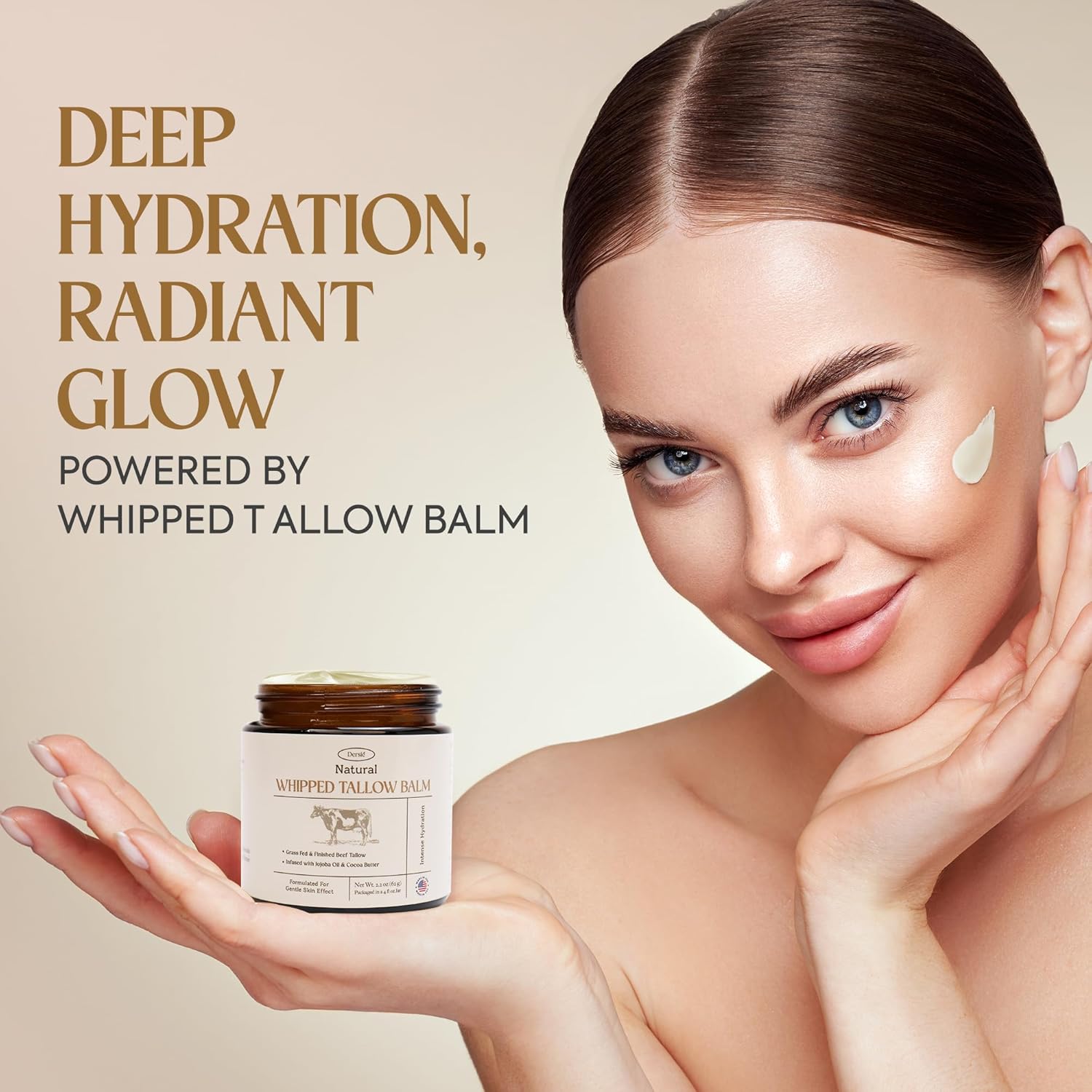 Dersie Organic Beef Tallow Balm 8 oz Deep Hydration and Anti-Aging for All Skin Types - Image 3