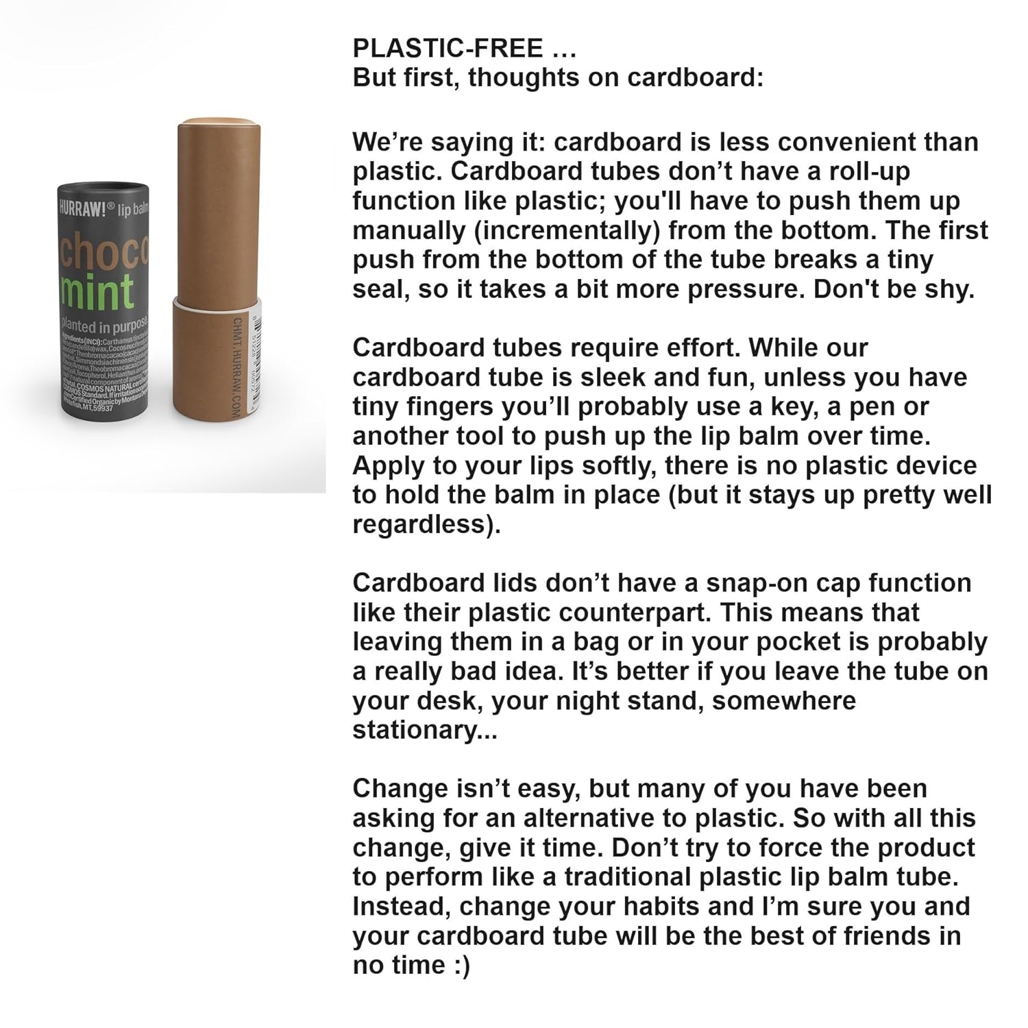 Hurraw Organic Vegan Chocolate Mint Lip Balm Cardboard Tube 0.15 oz - Image 4