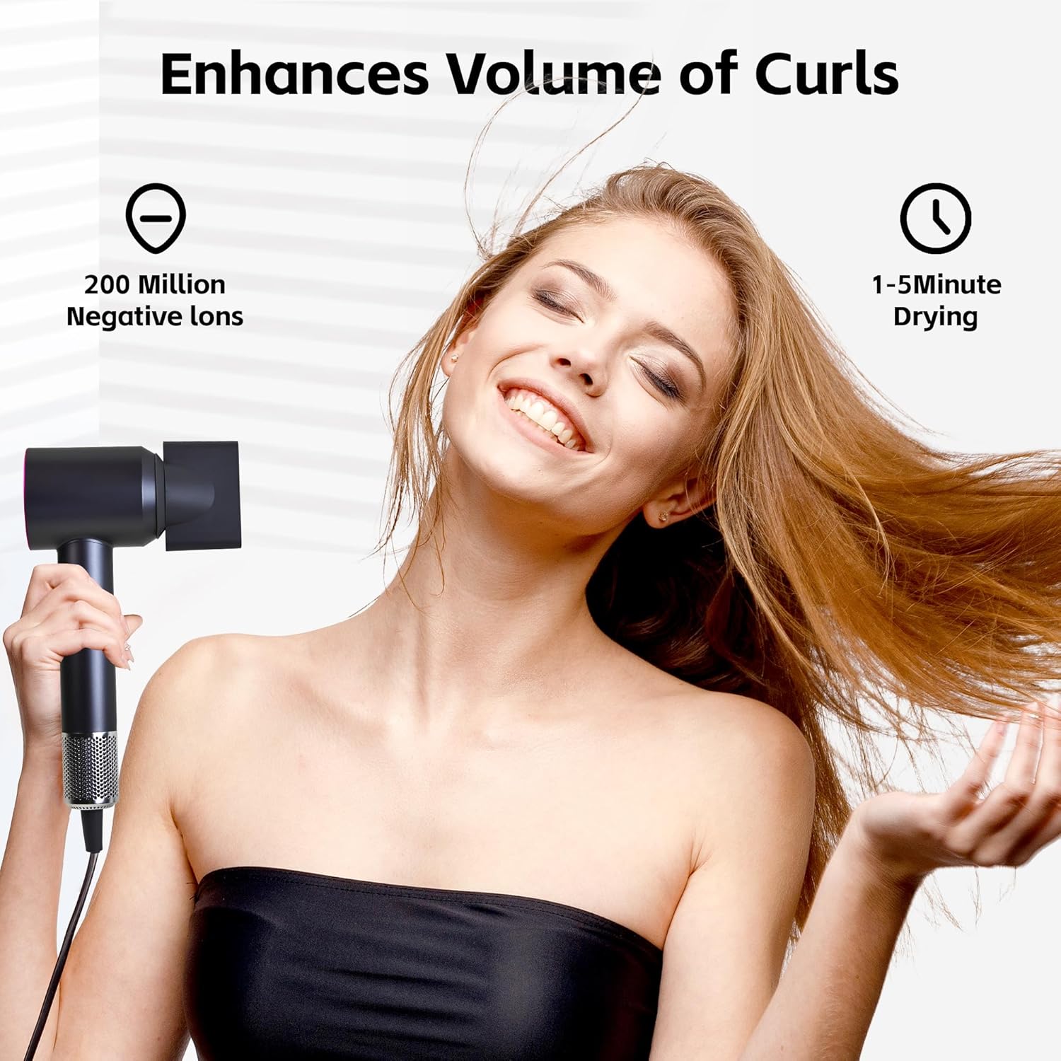 Fuchsia 1600W High-Speed Hair Dryer with 110000 RPM Brushless Motor and Ionic Technology Diffuser - Image 9