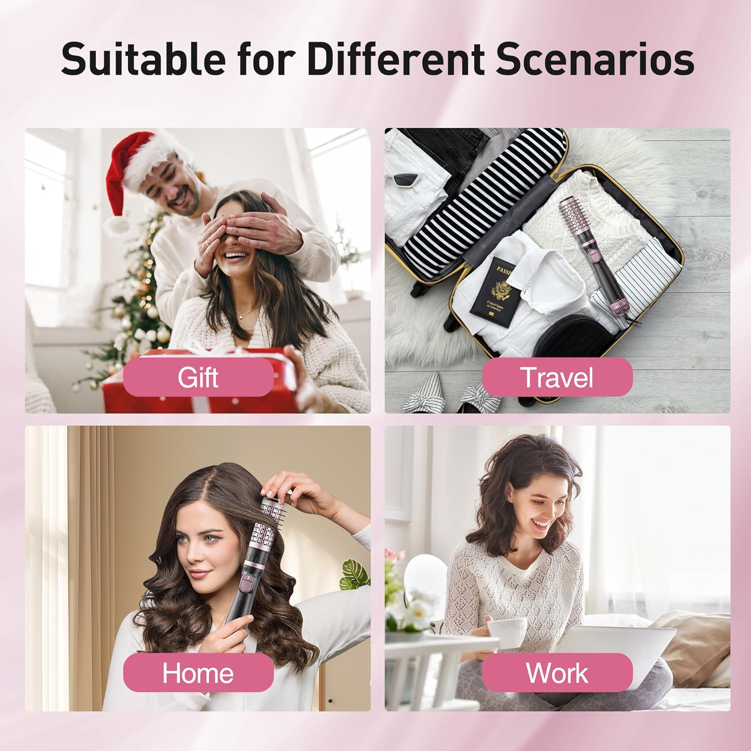 3-in-1 Rotating Blow Dryer Brush with Ceramic Coating, 3 Heat Settings for Long Hair - Image 8