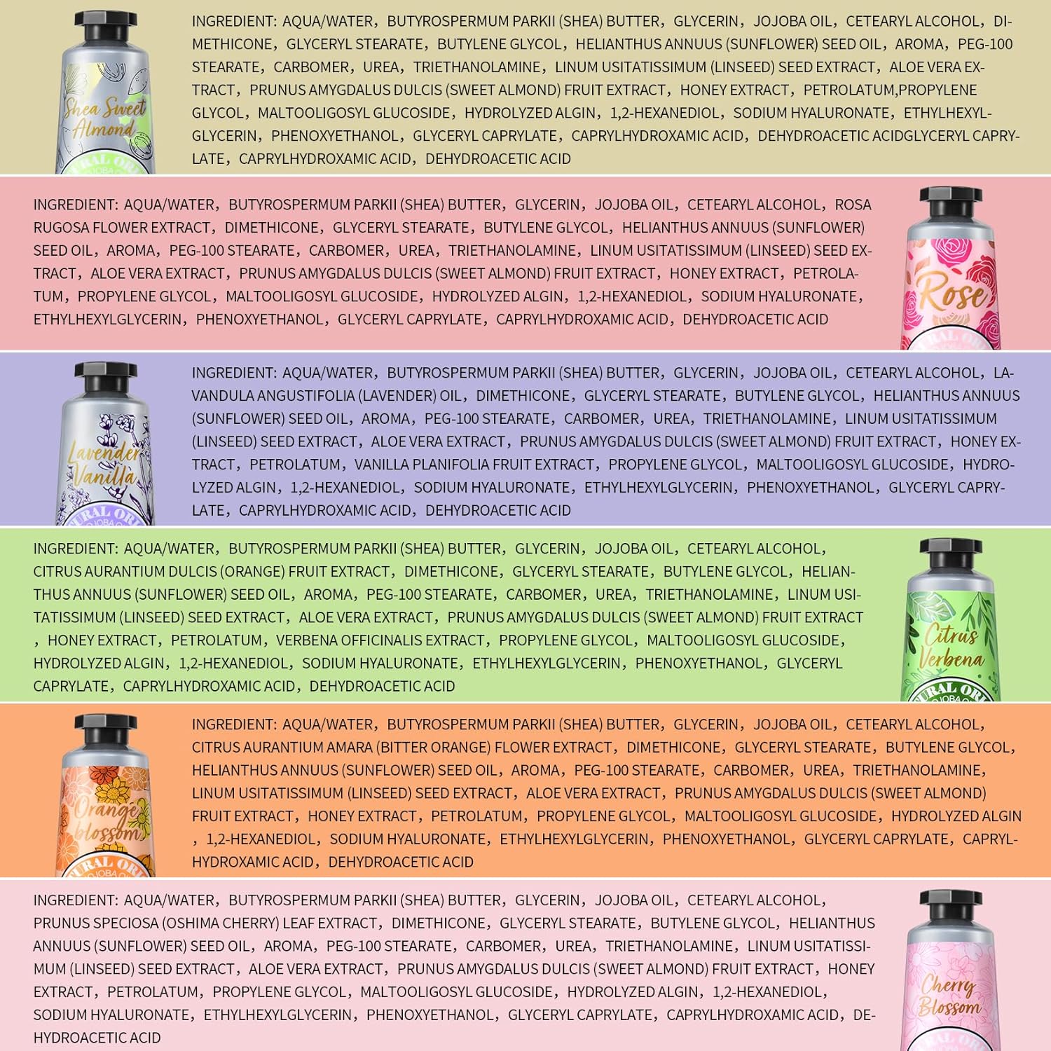 20% Shea Butter Hand Cream Gift Set, 6 Floral Scents, 1 OZ Tins - Image 8