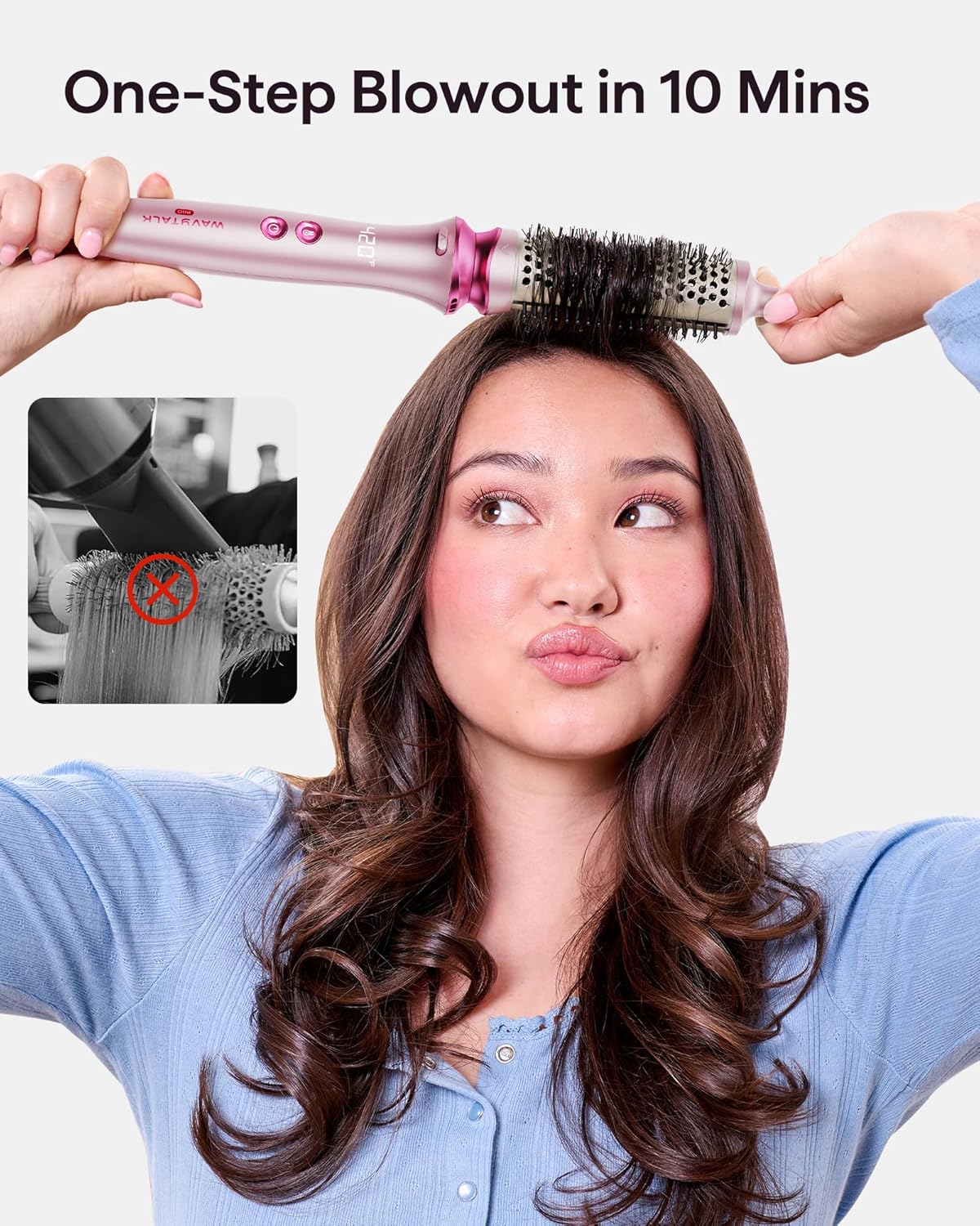 Wavytalk Heatwave Pro Ionic Thermal Brush Set 3 Sizes for All Hair Types Pink - Image 3