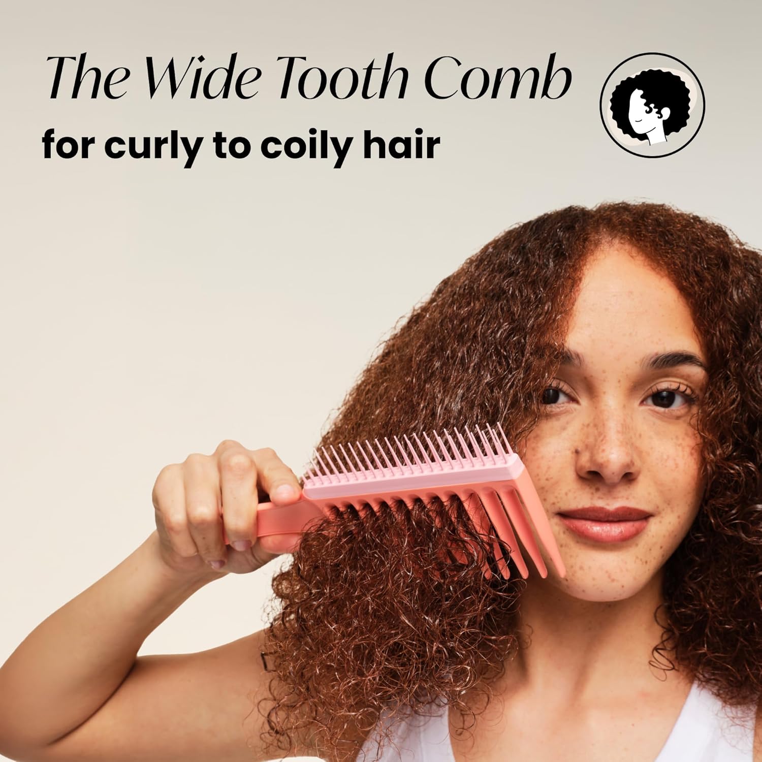 Tangle Teezer Wide Tooth Comb, Double-Sided for Detangling Curly Hair, Peach Color - Image 3