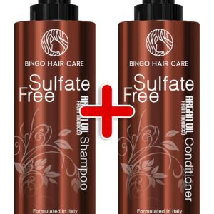 Moroccan Argan Oil Shampoo and Conditioner - 100% Natural Organic Oil, Revitalizing, Nourishing, Anti-Frizz, Sulfate Free, Paraben Free, 24 Fl Oz, Set of 2, for All Hair Types