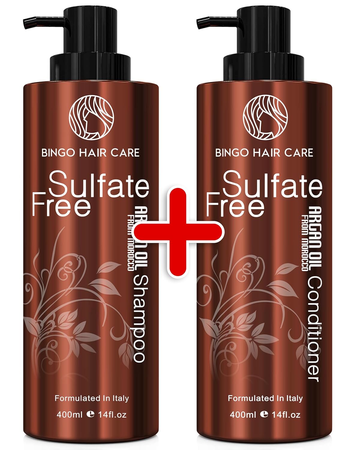 Moroccan Argan Oil Shampoo and Conditioner - 100% Natural Organic Oil, Revitalizing, Nourishing, Anti-Frizz, Sulfate Free, Paraben Free, 24 Fl Oz, Set of 2, for All Hair Types