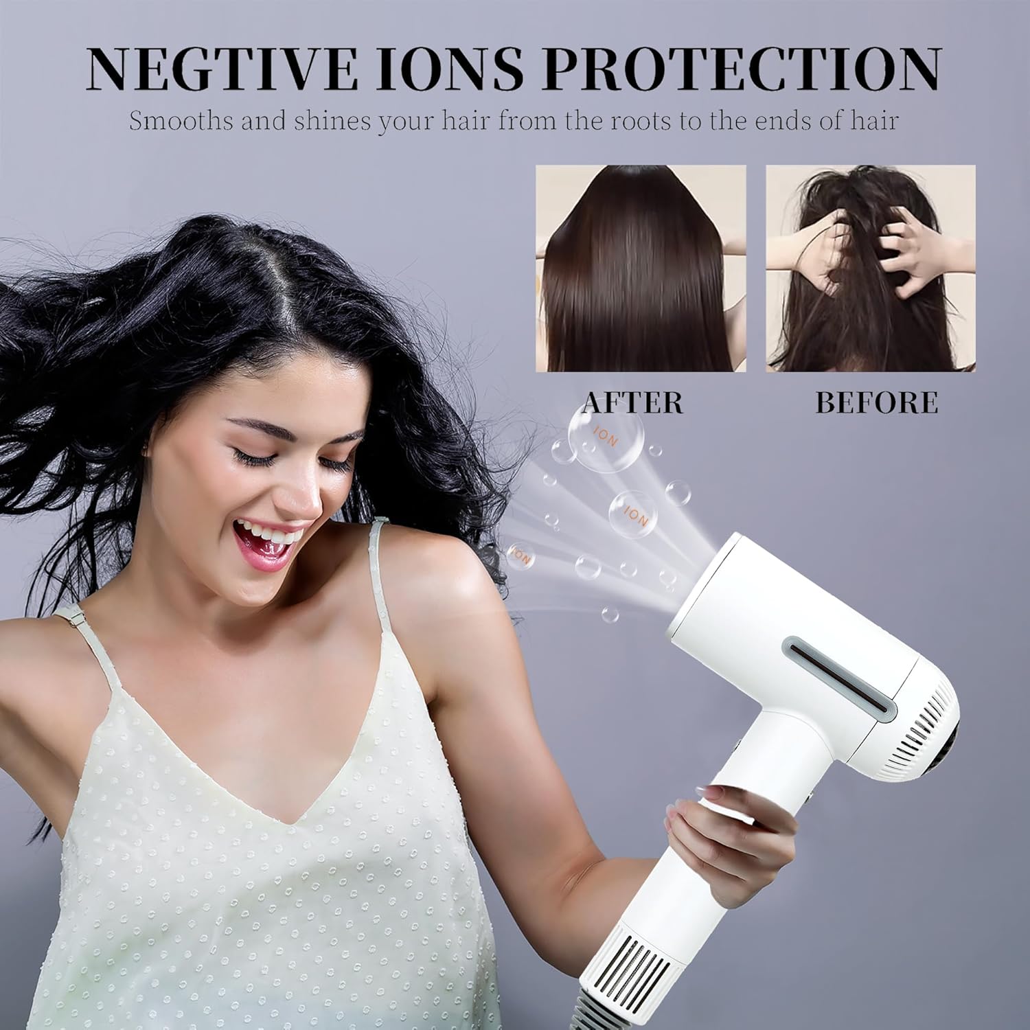 1600W Ionic Hair Dryer with 7 Heat Settings, 31 Modes, LCD Display, and Diffuser - Image 3