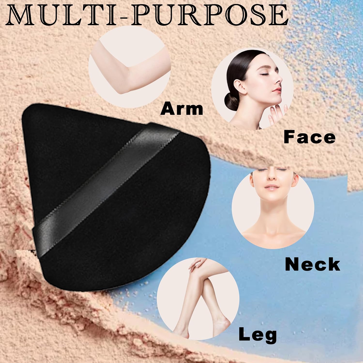 8 Reusable Velour Triangle Makeup Puffs with 4 Travel Cases for Foundation and Powder - Image 4
