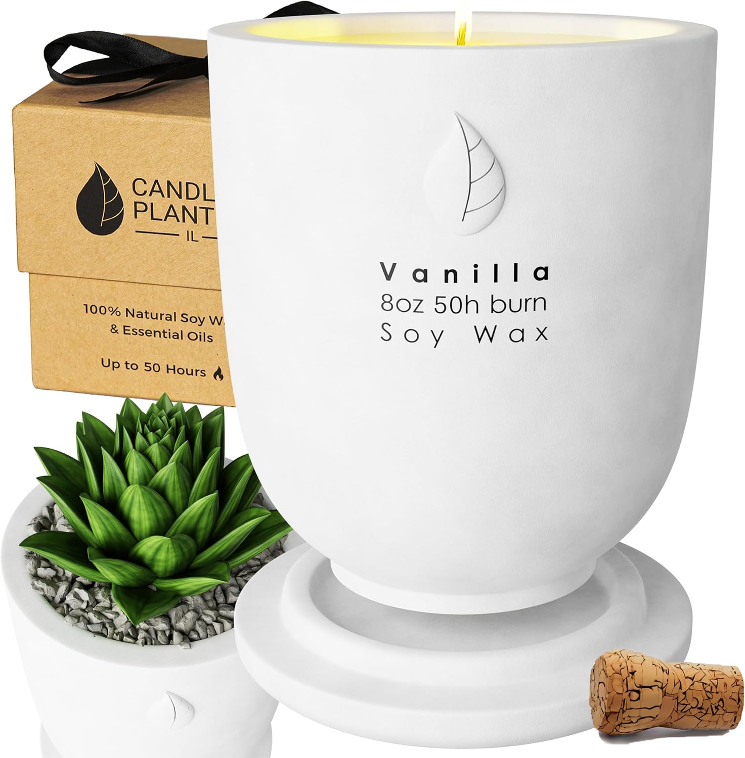 Concrete Cement Candle Planter - Aromatherapy Candles for Home Scented, Soy Candles - Scented Candle & Dual Purpose Jar Candles, Strong Scented Candles - 8 Oz, 50-Hour Burn