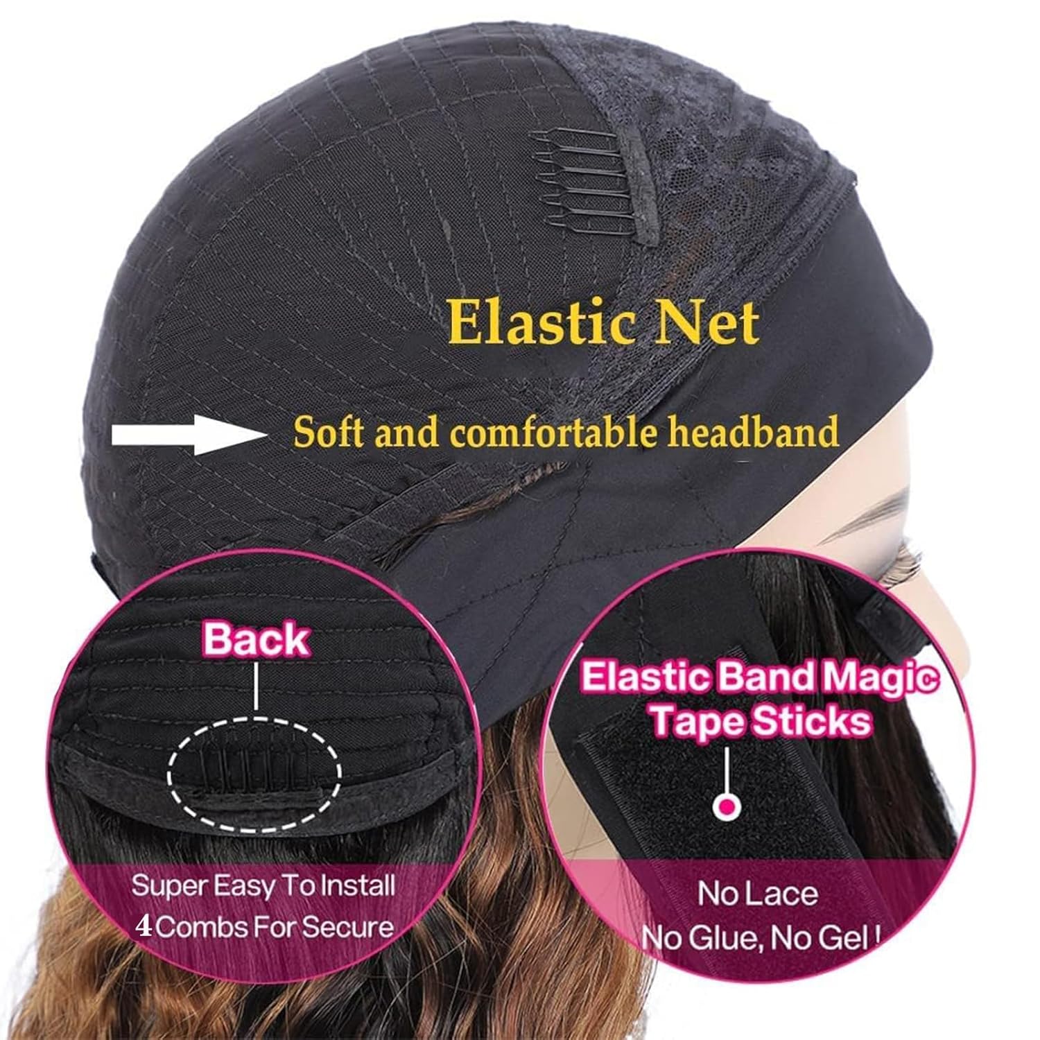 22 Inch Ombre Curly Glueless Human Hair Headband Wig for Black Women #4/27 - Image 2