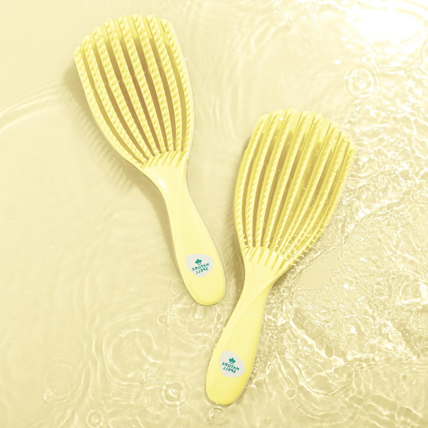 Nature Spell FlexiFlow Detangling Hair Brush All Hair Types Wet Dry Use Yellow - Image 5