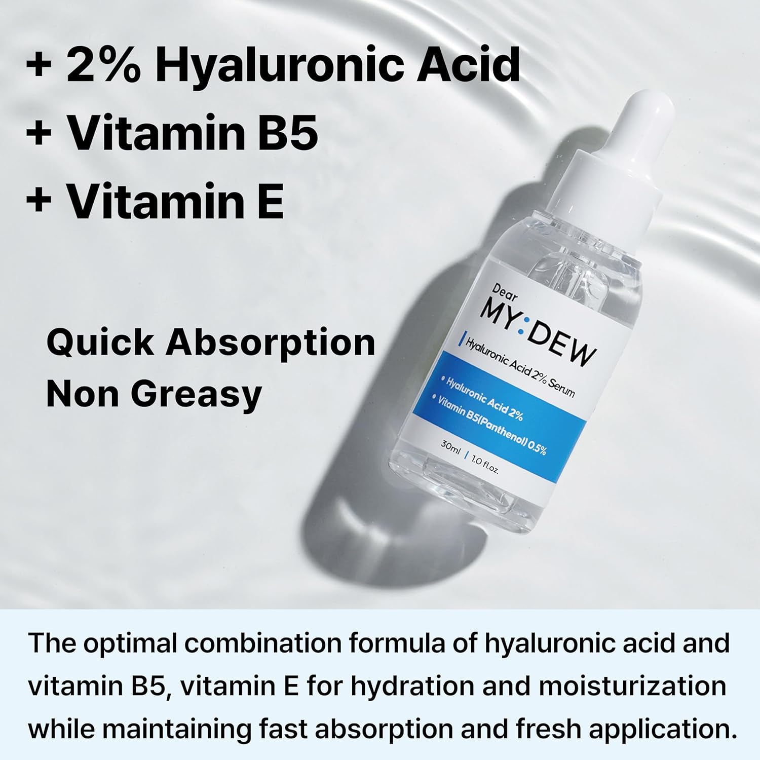 2% Hyaluronic Acid Serum with Vitamin B5 for Face 1 Fl Oz Moisturizing Anti-Aging - Image 2