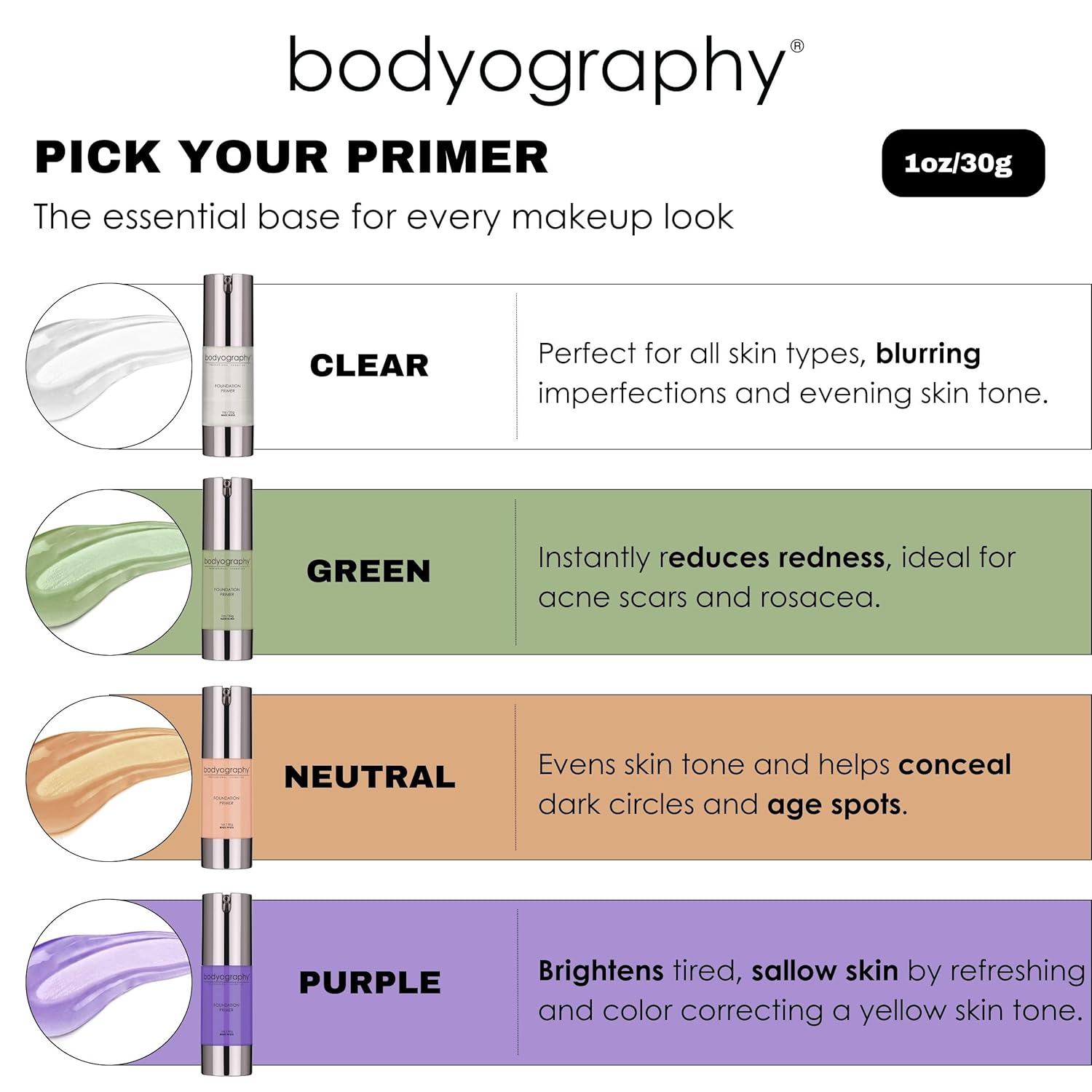 BODYOGRAPHY Foundation Primer (Purple) 1 oz - Anti-Aging Makeup Primer with Vitamin E, Jojoba, and Grapeseed Oil, Gluten-Free, Cruelty-Free - Image 2