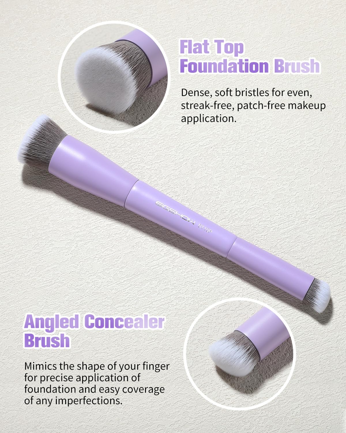EIGSHOW Dual Ended Foundation and Concealer Brush with Silver Ion Bristles for Flawless Coverage - Image 3