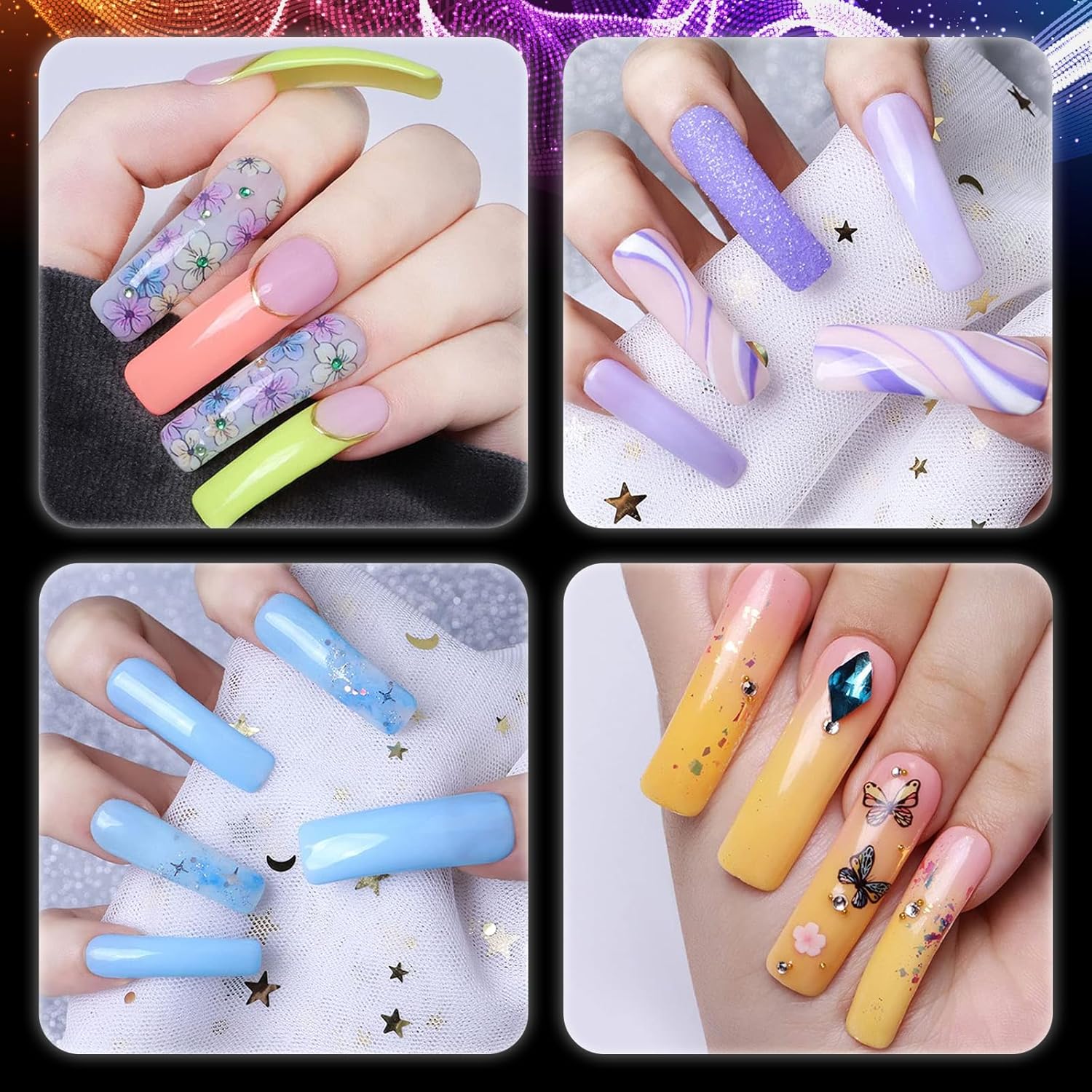 INNEK Clear Acrylic Nail Tips - 500 Pieces, 10 Sizes, Tapered Square C Curve - Image 6