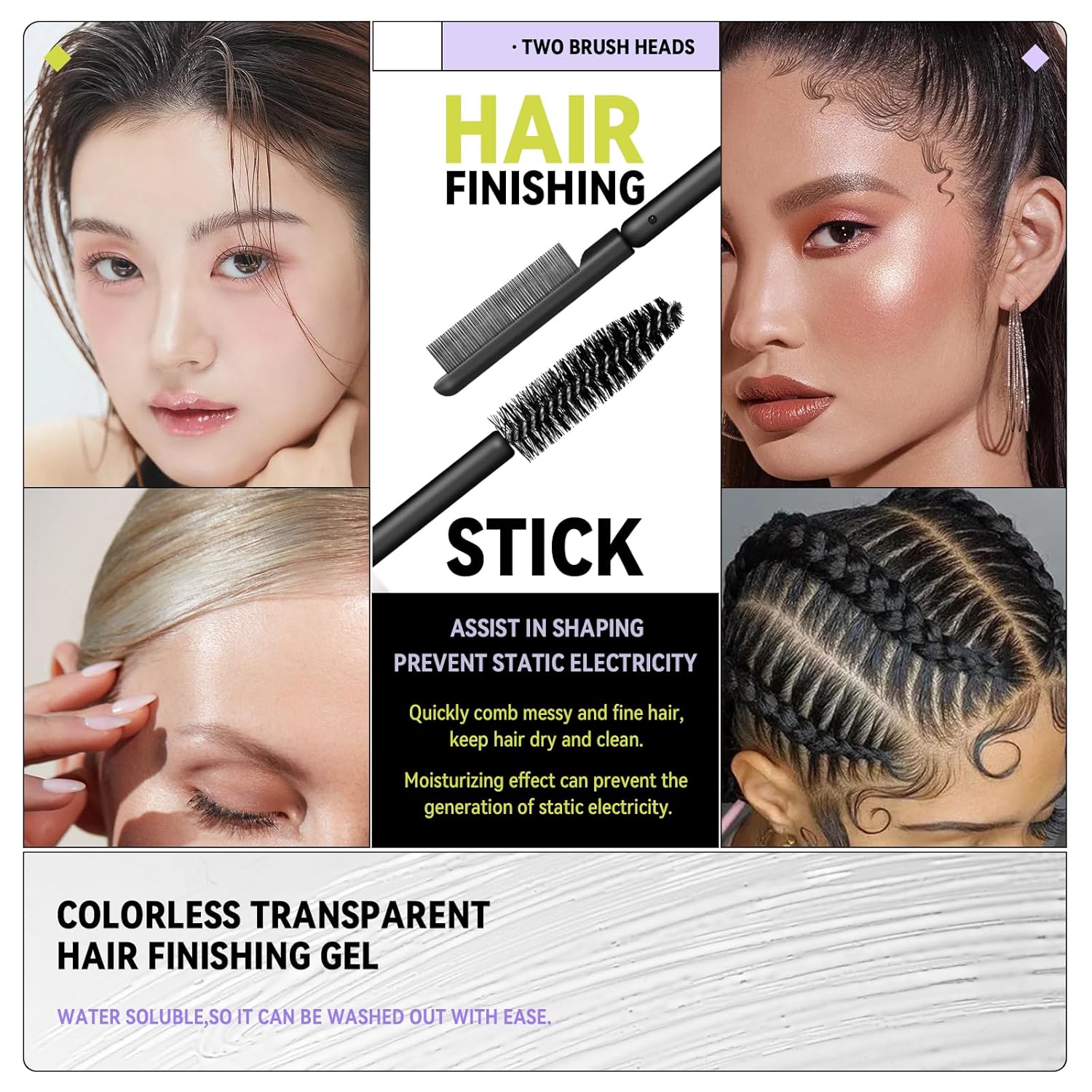 BestLand 0.35 oz Double-Head Flyaway Tamer Hair Finishing Stick with Brush Comb Tip - Image 3