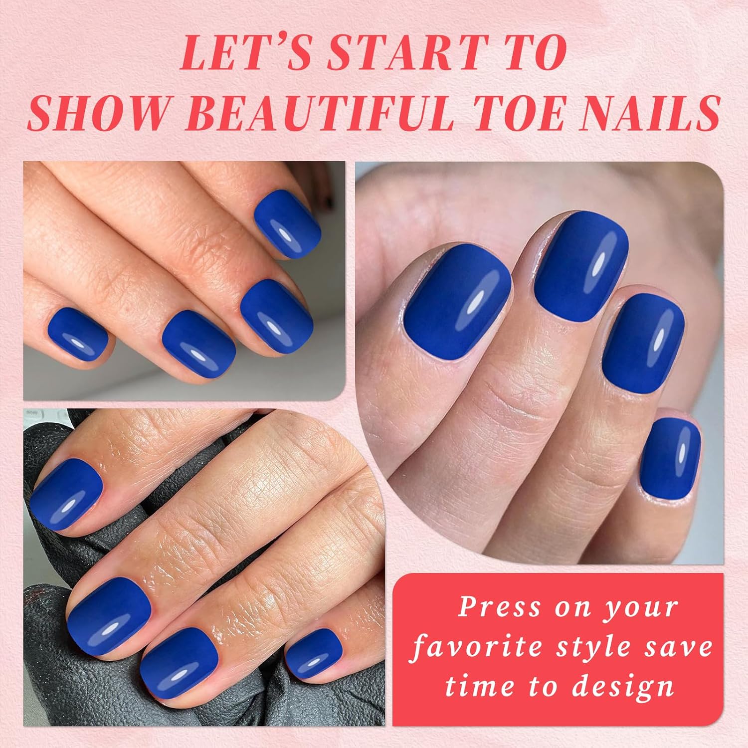 120 Pcs Royal Blue Glossy Square Press-On Nails for Women and Girls - Image 7