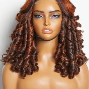 LUVME 4x4 Lace Front Wigs Human Hair Long Ombre Brown Wavy Wig for Women 18 Inch Glueless Wigs Human Hair Pre Plucked Pre Cut Frontal Wigs Human Hair