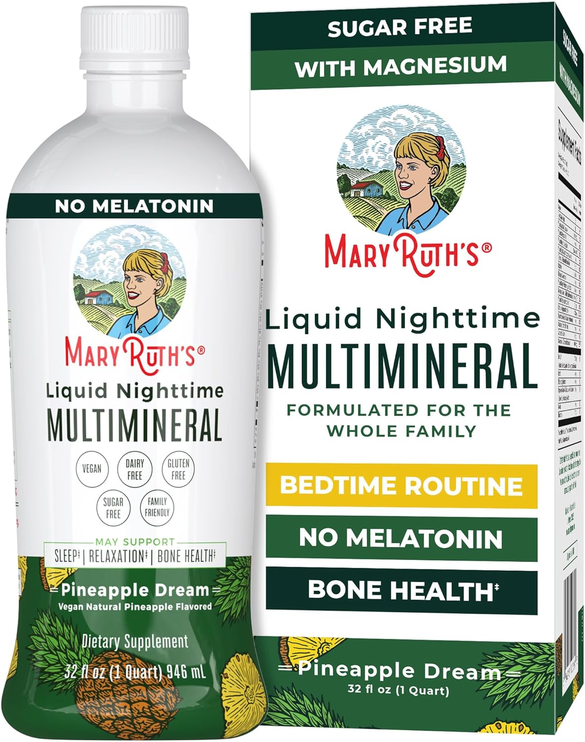 MaryRuth Organics Liquid Nighttime Multimineral | NO Melatonin | Magnesium Citrate | Calcium | Zinc | Vitamin D3| Available in 4 Flavors | Vegan | Sugar Free | Gluten Free | 32 Oz