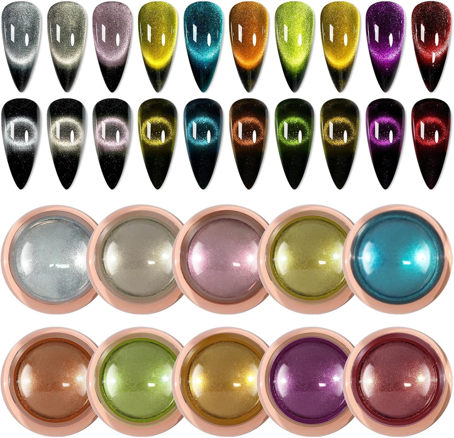 Magnetic Holographic Mirror Effect Nail Art Powder 3g Gold Chrome 9D Cat Eye - Image 3