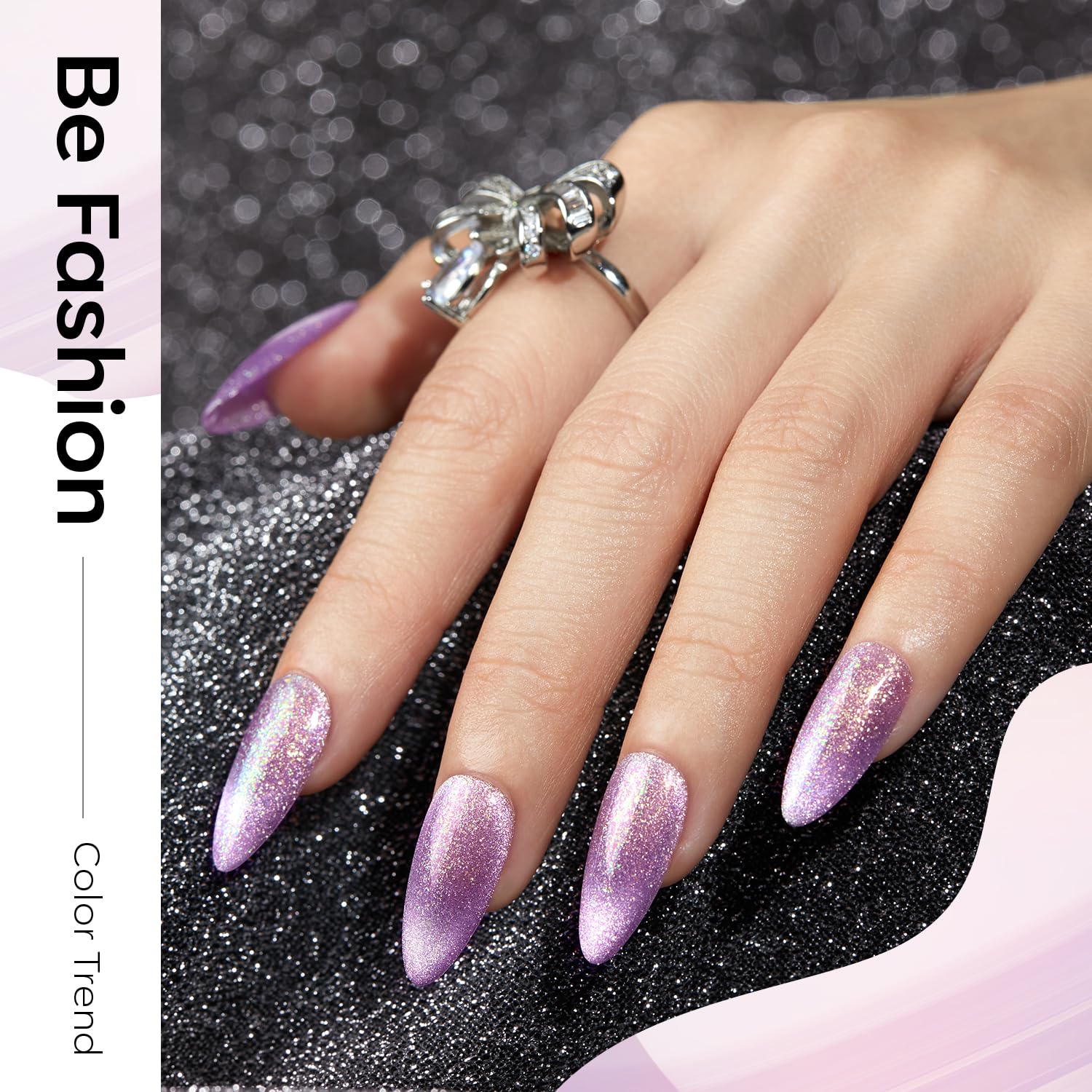 Modelones 6-Color Holographic Glitter Cat Eye Gel Nail Polish Kit for DIY Nail Art - Image 5