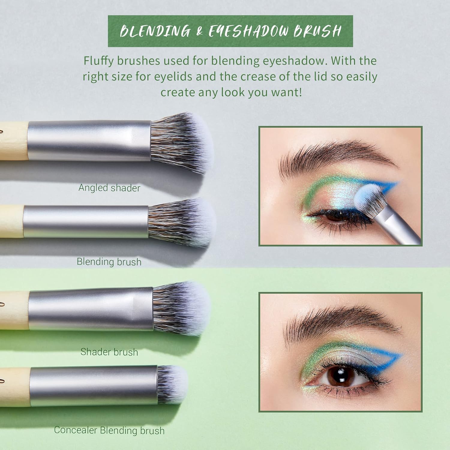 Jessup 8-Piece Cruelty-Free Eyeshadow Brush Set for Blending Concealer Eyebrow Eyeliner - Image 3