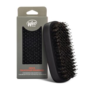 Wet Brush Shine Enhancer Hair Brush with IntelliFlex Bristles, Short Hair & Palm Beard Detangler for Men, Detangling Boar Bristles, Soft & Shiny Strands, For Easy Styling, Black