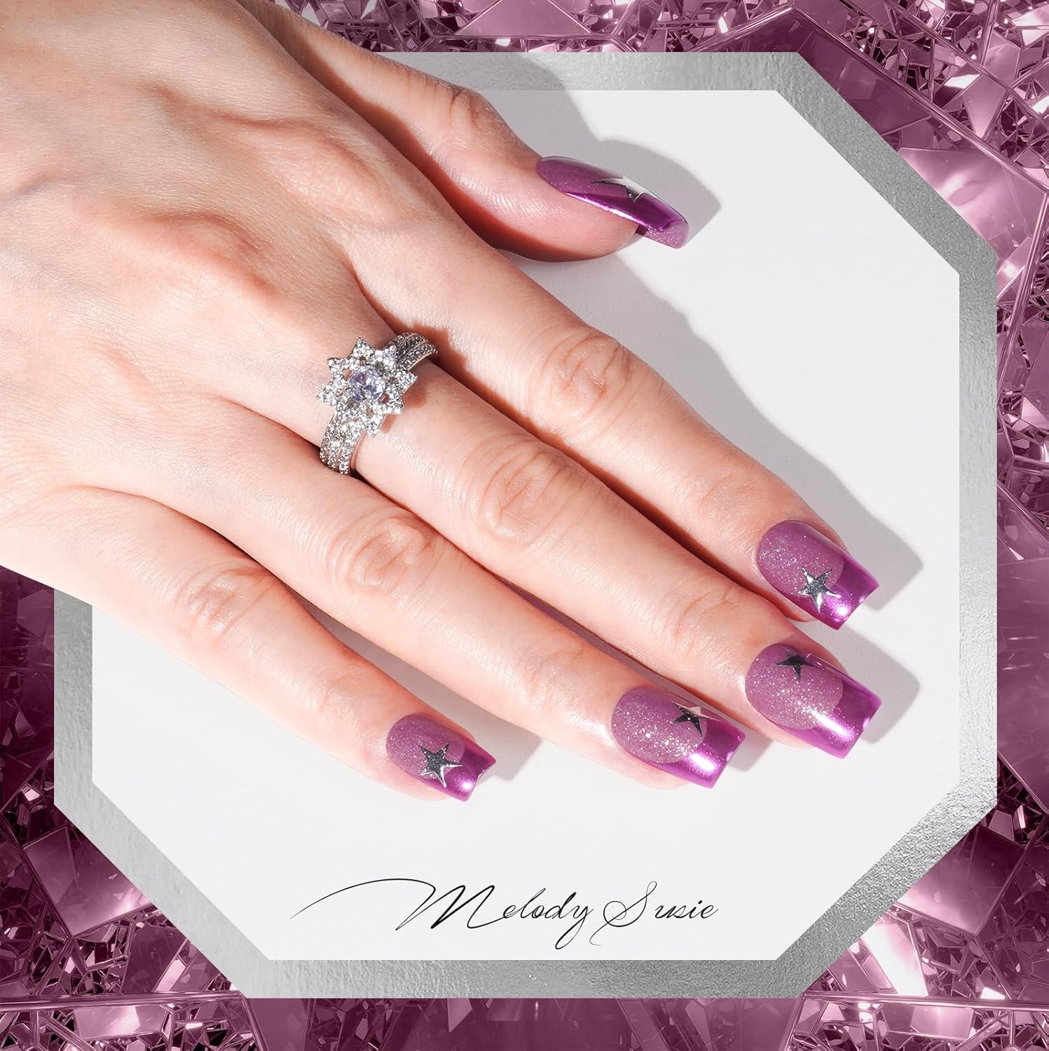 MelodySusie 15ml Pink Pastel Violet Glitter Gel Nail Polish Soak Off UV LED Compatible - Image 2