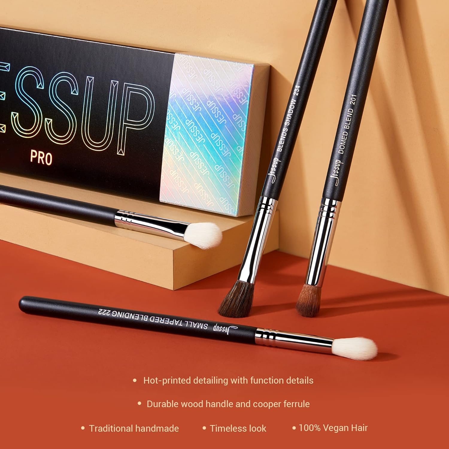 Jessup 13-Piece Professional Blending Eye Makeup Brush Set Black Synthetic - Image 7