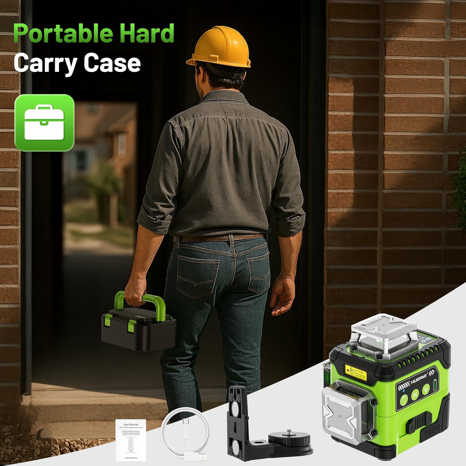 HUEPAR 360° 3D Green Laser Level with LCD Screen and Magnetic Bracket - Image 9