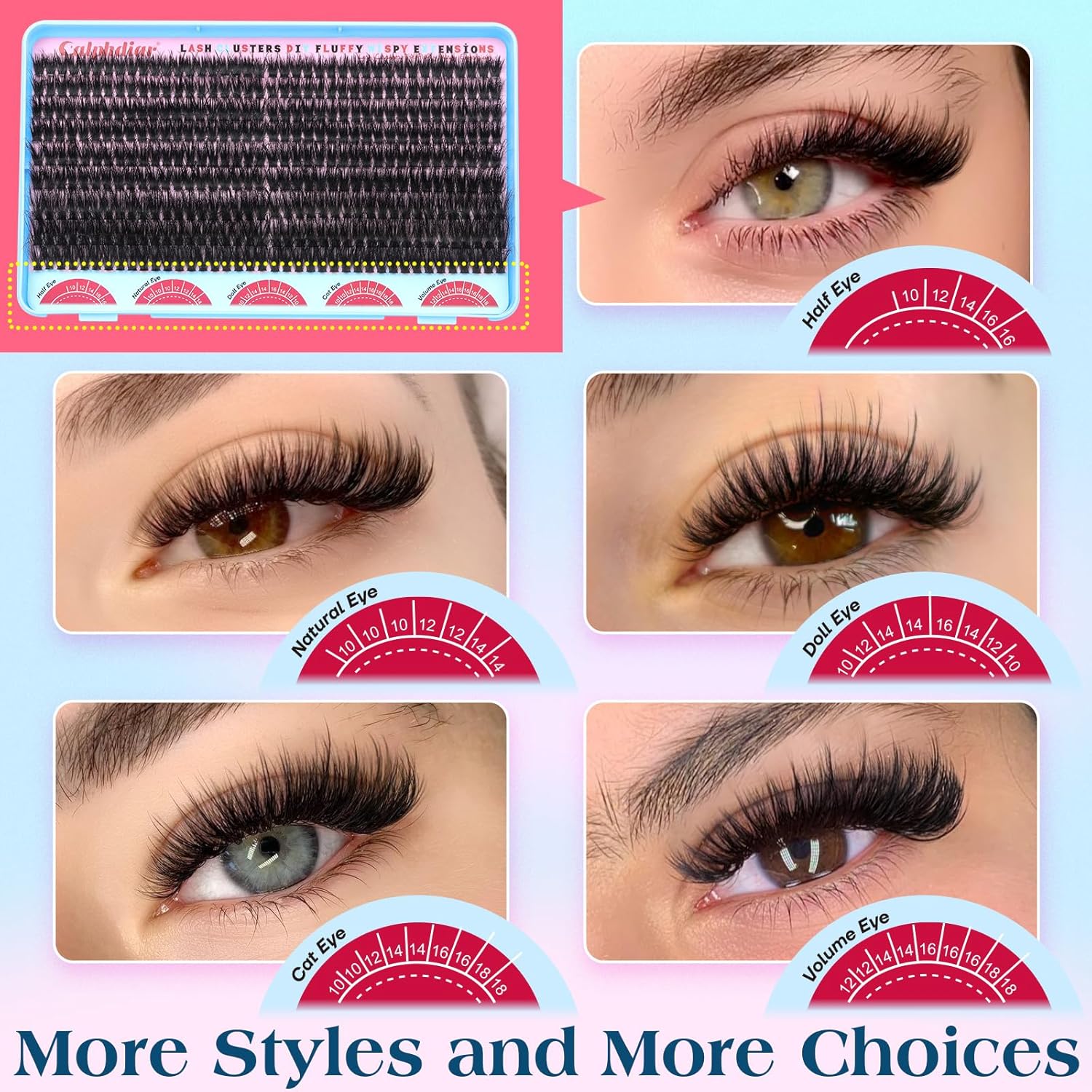Calphdiar 70D Cluster Eyelash Extensions 360PCS Fluffy D-Curl Wispy Lashes 10-18mm - Image 2