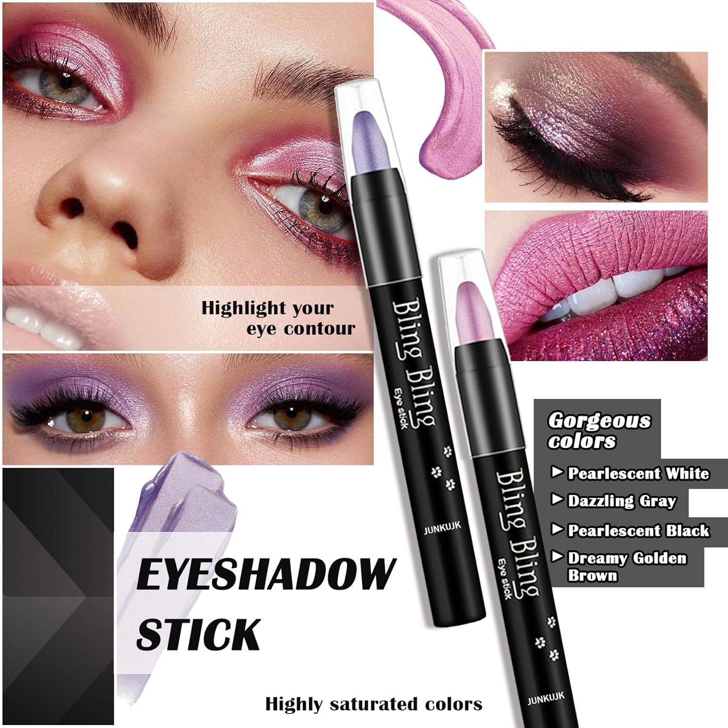 8PC Waterproof Matte Cream Eyeshadow Stick Pencil Makeup Kit for Women Blendable - Image 2